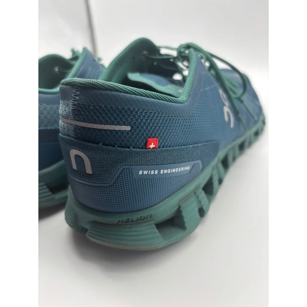On Running Cloud X Mens 14 Teal Green Mesh Athletic Training Shoes Low Top